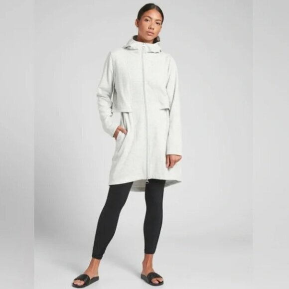 Athleta Cozy Karma Jacket Full Zip Hooded Light Heather Gray Size XS NWT - Picture 1 of 6